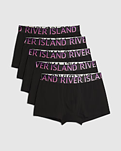 Black Metallic Waistband Pack Of 5 Trunks