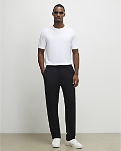 Black Textured Slim Fit Trousers