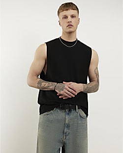 Black Regular Fit Tank Top