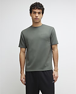 Khaki Slim Fit Embroidered T-Shirt