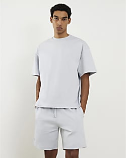 Blue Oversized Boxy T-Shirt and Shorts Set