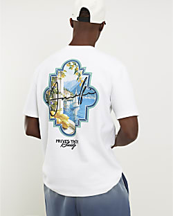 White Oversized Fit Fruit Patch T-Shirt