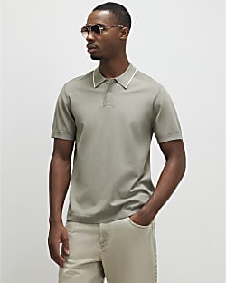 Green Slim Fit Short Sleeve Knit Polo Shirt