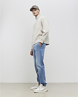 Blue Slim Fit Denim Joggers