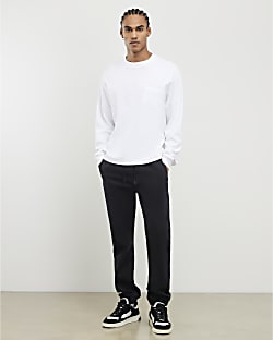 Black Slim Fit Washed Denim Joggers