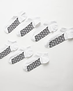 White RI Monogram Pack Of 7 Socks