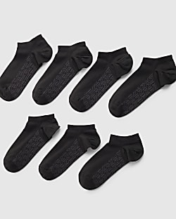 Black RI Monogram Pack Of 7 Socks