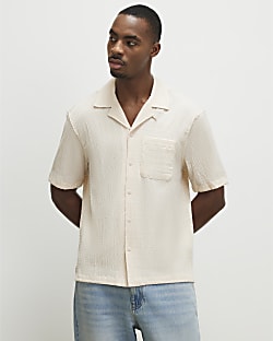 Pink Regular Fit Textured Short Sleeve Shirt