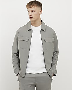 Grey Muscle Fit Shacket
