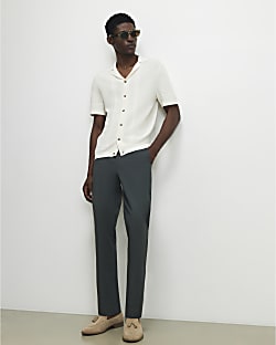 Khaki Slim Fit Stretch Chino Trousers