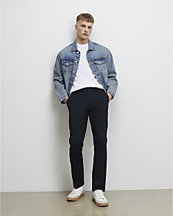 Navy Slim Fit Chino Trousers