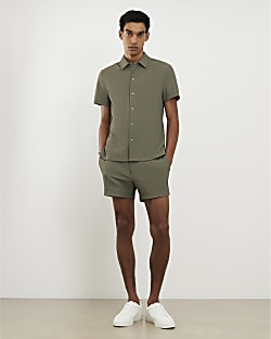 Khaki Elasticated Rib Shorts