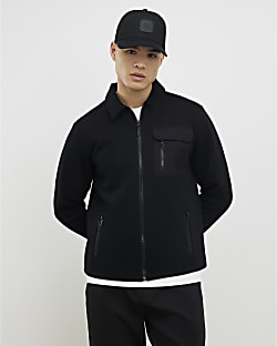 Black Slim Fit Nylon Hybrid Shacket