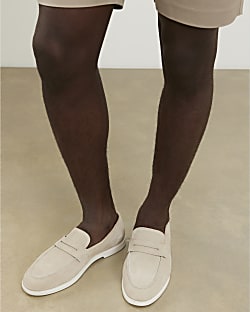 Beige Suede Loafers