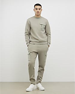 Khaki Slim Fit Nylon Pocket Joggers