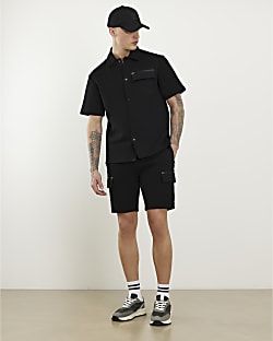 Black Premium Regular Fit Nylon Pocket Shorts