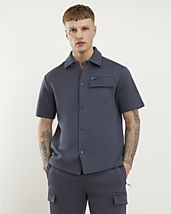 Grey Premium Regular Fit Nylon Pocket Shirt