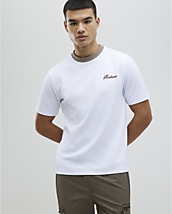 White Slim Fit Textured T-Shirt