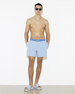 Blue Colour Block Swim Shorts