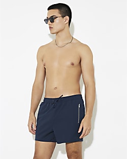 Navy Zip Swim Shorts