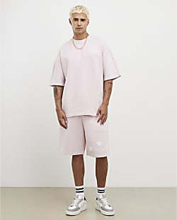 Pink Oversized Fit Pink Lisiere Shorts