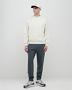 Grey Slim Fit Textured Joggers