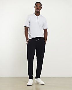 Blue Slim Fit Textured Tipped Polo Shirt