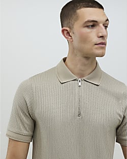 Stone Slim Fit Zip Polo Shirt