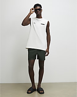 Green Double Waistband Swim Shorts