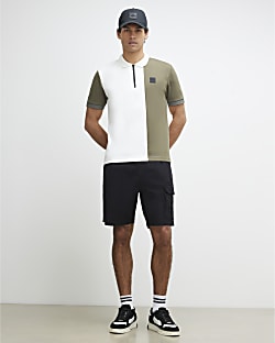 Black Regular Fit Cargo Shorts
