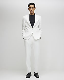 White Slim Fit Suit Trousers
