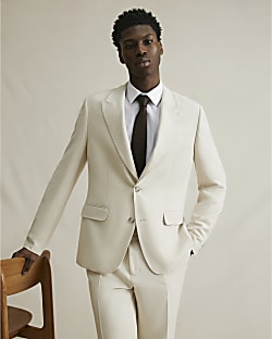 Cream Slim Fit Premium Suit Jacket
