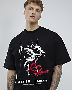 Black Oversized Fit Doberman Alpha T-Shirt