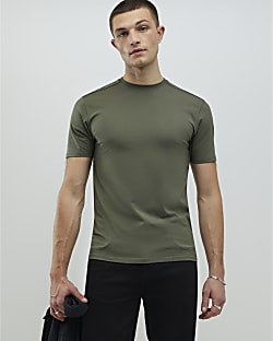 Khaki Muscle Fit T-Shirt