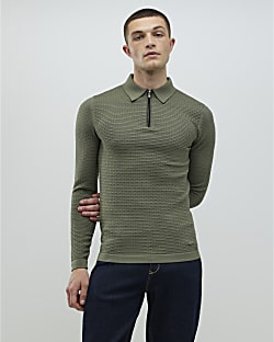 Green Muscle Fit Hexagon Polo Shirt