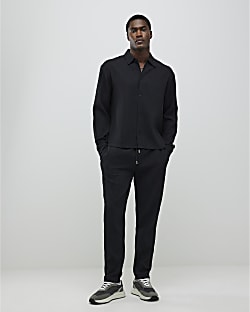 Black Slim Fit Plisse Joggers