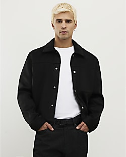 Black Faux Suedette Western Jacket