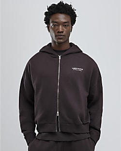 Brown Oversized Luminis Zip Through Hoodie