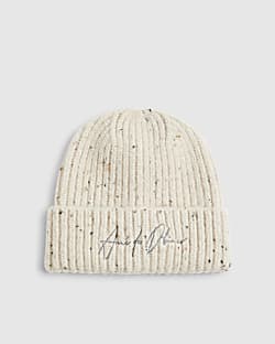 Beige Embroidered Beanie