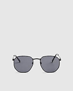 Black Monogram Hexagon Smoke Lens Sunglasses