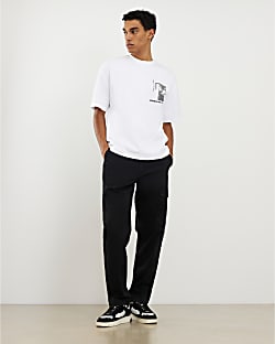 Black Regular Fit Cargo Trousers
