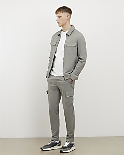Grey Skinny Fit Cargo Trousers