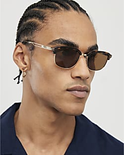 Brown Tortoise Clubmaster Sunglasses