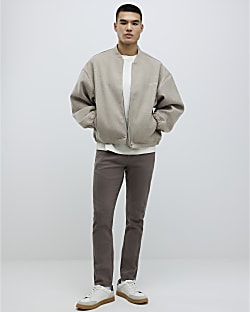 Brown Slim Fit Washed Jeans