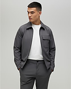 Grey Skinny Fit Harrington Jacket