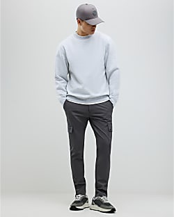 Grey Skinny Fit Cargo Trousers