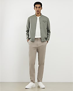 Beige Slim Fit Chino Trousers