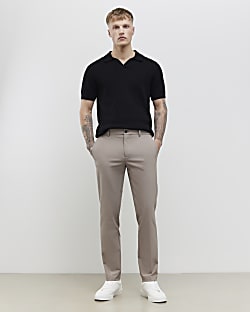 Beige Skinny Fit Trousers
