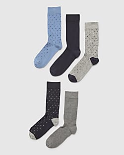 Grey Spot Pack Of 5 Socks