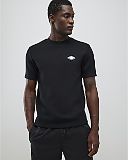 Black Slim Fit Metal Badge T-Shirt